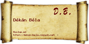 Dékán Béla névjegykártya