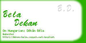bela dekan business card