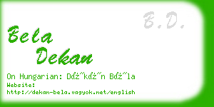 bela dekan business card